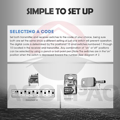 3-Pack Multi Code Gate Opener Remote - Compatible With 3089, 3060, 3070 Models, 164ft Range, Fixed Code