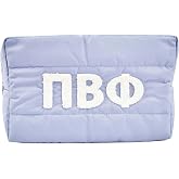 Sorority Shop Pi Beta Phi Makeup Bag - Puffer Style with Sorority Letters, Travel Cosmetic Bag with Zipper Closure, Perfect Pi Beta Phi Sorority Gifts for Women
