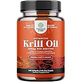 Antarctic Krill Oil Softgels - Omega 3 Krill Oil Supplement with EPA DHA &amp; Astaxanthin for Brain &amp; Healthy Heart Health - No Gluten GMOs or Fishy Aftertaste - 240 Count