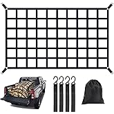 Cargo Net for Pickup Truck Bed, Heavy Duty 1100LBS Capacity, Adjustable Cam Buckles & S-Hooks, Thick Herringbone Nylon Mesh with Drawstring Storage Bag for Trailers and Trucks
