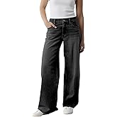 Women's Sweatpant Jeans Baggy Wide Leg Pull On Stretchy Denim Trousers Casual High Waisted Straight Pants