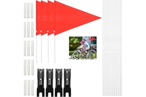 LISHINE 4 Set Bike Flag with Pole for Safety, 6 Ft Height Adjustable ATV Flag Bicycle Flag Waterproof Orange Fiberglass Safety Flag Pole for Kids, Bike, Golf Cart, Bicycle