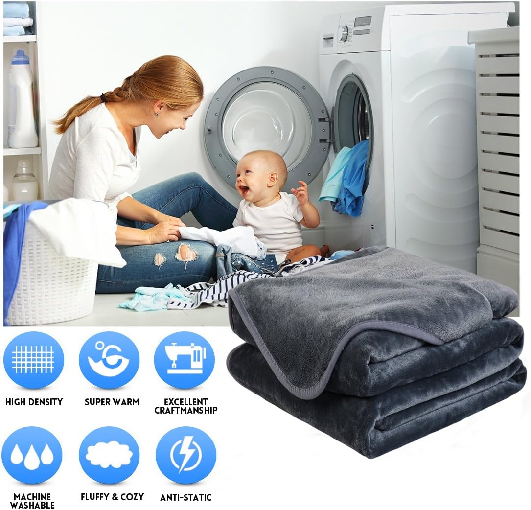 Soft California King Blanket Warm Fuzzy Microplush Lightweight Thermal Fleece Blankets for Couch Bed Sofa,102X108Inch,Dark Grey: Kitchen & Dining