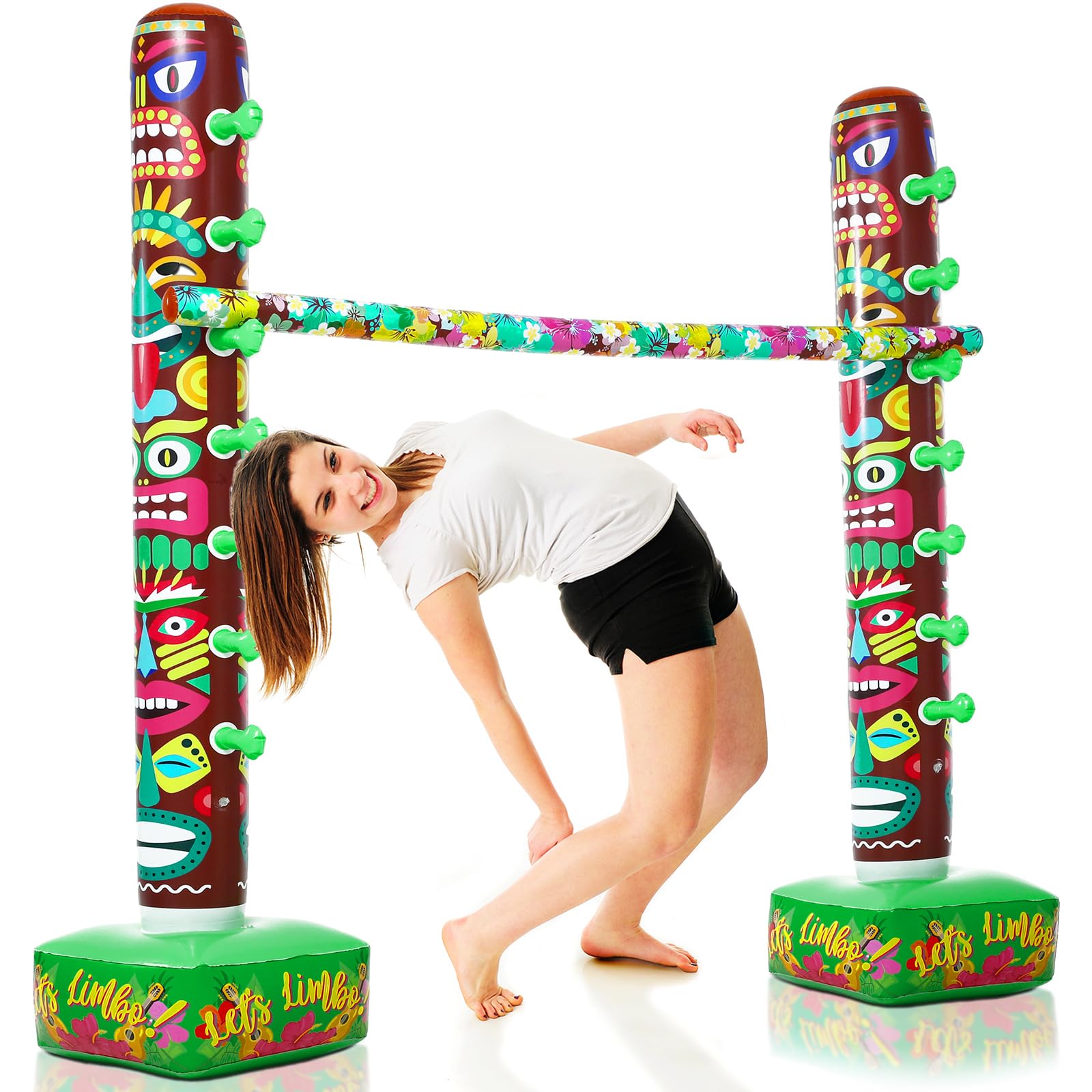 Photo 1 of Simgoing Hawaiian Inflatable Limbo Party Game for Adults 66.7" Tall Inflatable Tropical Luau Party Carnival Game for Adult Summer Outdoor Garden Beach Birthday Pool