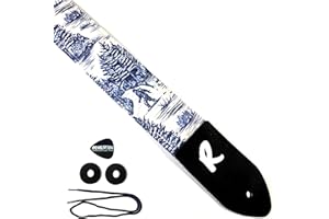 REVOLUTION STRAPS Bigfoot Guitar Strap, Vintage Sasquatch, Genuine Leather Ends, Includes 2 Strap Locks & 1 Pick. Adjustable Strap, Pick Pocket, For Bass, Electric & Acoustic Guitars Gift for Men, Women & Kids