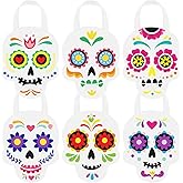 Sweetude 24 Pcs Day of The Dead Party Favors Bags Sugar Skull Non-Woven Reusable Candy Goodie Gift Treat Bags with Handles for Halloween Dia De Los Muertos Party Supplies Decorations(Classic Style)