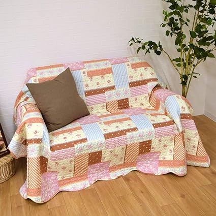 Amazon Storepocket 日進 マルチカバー Sante 花柄 パッチワーク風 リーフ柄 ふわふわサラサラ 洗える キルト こたつカバー ソファーカバー ベッドカバー カントリー 綿 コットン 約190cm 190cm Sante ローズ 正方形 ローズ系 Storepocket ソファカバー