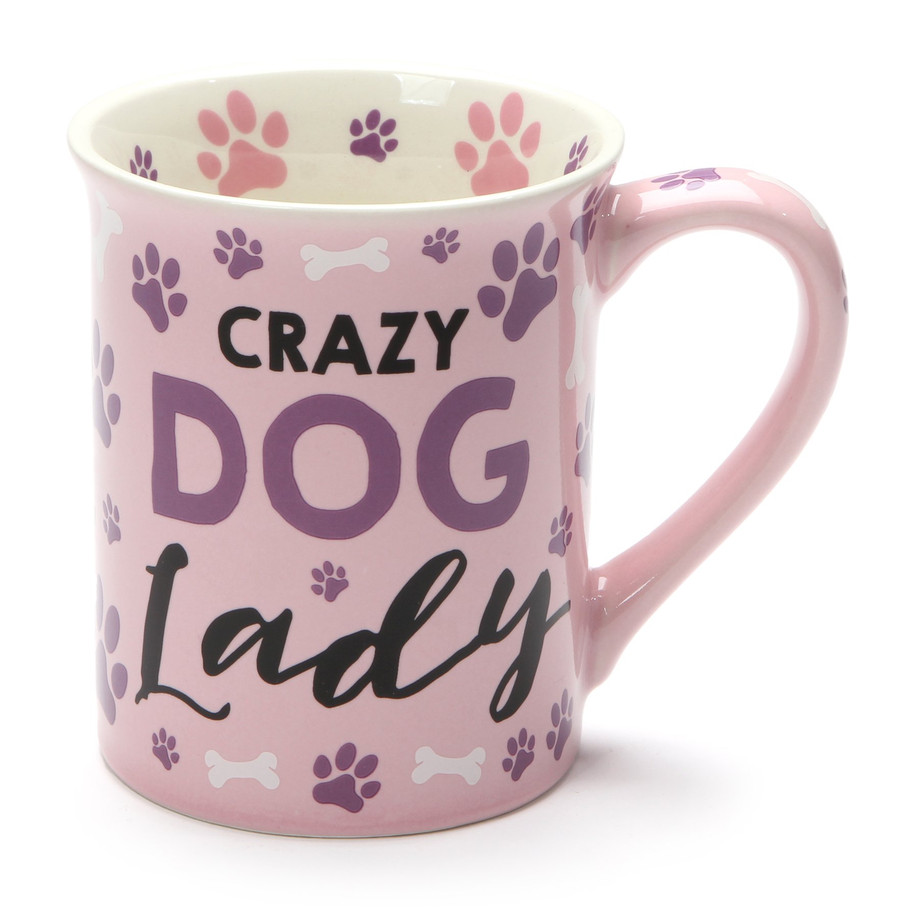 Enesco 6001227 Our Name is Mud Crazy Dog Lady Stoneware Mug, Pink
