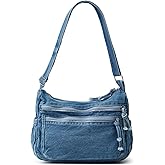 Women's Retro Large Canvas Denim Shoulder Bag Denim Crossbody Handbags Casual Style Lightweight Tote Purse