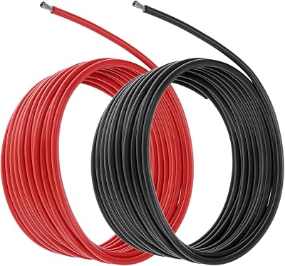 QWORK 10 AWG Silicone Wire 2.5m Black Red 5m Total 1050 Strand Tinned Copper