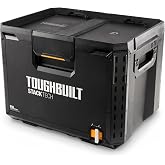 ToughBuilt StackTech XL Stackable Tool Box with Lock and Removable Tray | Heavy-Duty Tool Chest &amp; Parts Organizer with Steel-Reinforced Lid, Accessory Rails, for Workshop, Garage, Jobsite &amp; Home