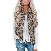 Rapbin Women's Plaid Outerwear Vests Tops Zip Up Collared Sleeveless Jacket with Pockects