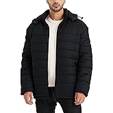 BEST SOUTH Men's Winter Puffer Jacket Hooded Puffy Fleece Warm Lightweight Coat Outerwear Cold Weather