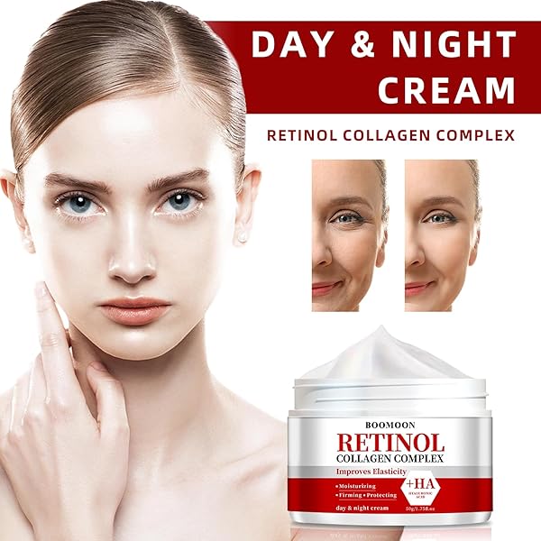 RETINOL COLLAGEN FACE CREAM WITH HYALURONIC ACID, WRINKLE CREAM FOR FACE, NECK WITH COLLAGEN HYALURONIC ACID, DAY & NIGHT MOISTURIZER FACE CREAM FOR MEN WOMEN, 1.75 OZ (1)