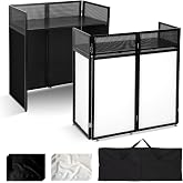 Portable DJ Booth Table Station 44"x42.2"x20.6", Foldable Frame DJ Facade | with Black &amp; White Scrims, Detachable 40"x20" DJ Table, Adjustable Height, Carry Bag for Show, Party, Wedding, Events