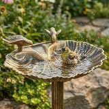 GardenKraft Bird Bath with Built-In Planter Bronze Clam Shell 66x39 cm view 2