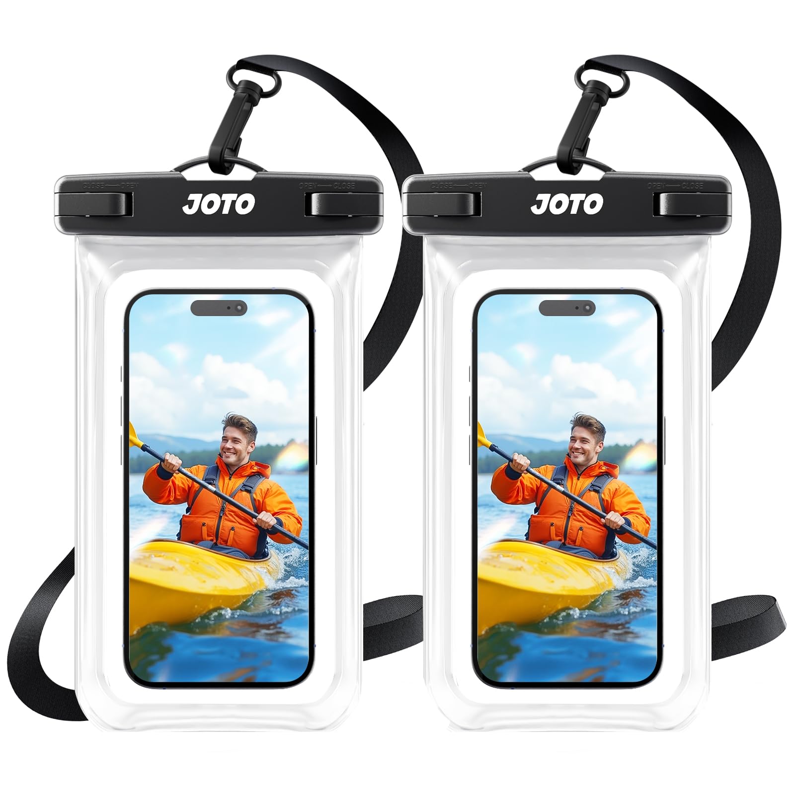 JOTO 2 Pack Waterproof Phone Pouch Case Up to 7", IPX8 Underwater Phone Case Protector Cellphone Dry Bag for iPhone 17/Air 16 15 14 13 12 Pro Max Xs Max XR X 8 7 6S Plus SE/Galaxy S24 S23 -Clear