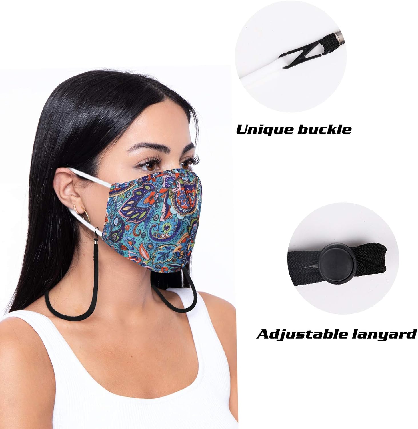 4 Packs Cotton Face Mask with Nose Wire, 3D Shape, Adjustable Earloop, Washable and Reusable : Clothing