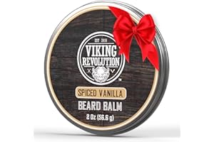 Viking Revolution Spiced Vanilla Beard Balm - Beard Butter with Argan Oil, Beard Softener for Men with Jojoba Oil - Beard Moisturizer for Men with Beeswax - Beard Wax for Men (2oz, 1 Pack)