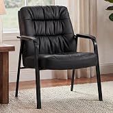 OLIXIS Waiting Room Chairs, Stationary Office Guest Chair, Faux Leather | 500lbs, Comfy Padded Armrest, PU Leather, Reception Lobby Meeting Conference Area, Medical Clinic Room, Black