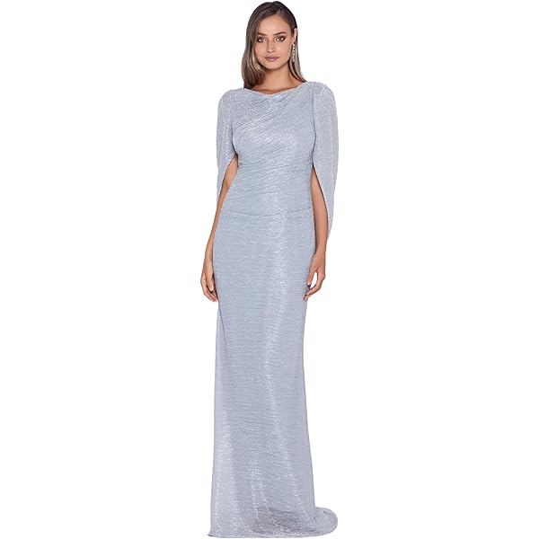 Amazon.com: Betsy & Adam Women's Long Stretchy Metallic 3/4 Sleeve Cowl  Neck Drape Back Formal Dress, Gold/Silver, 4 : Clothing, Shoes & Jewelry