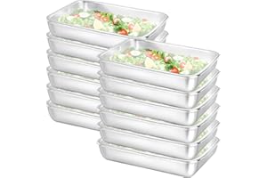 12 Pcs Stainless Steel Food Containers with Clear Lids, Stackable Snack Storage Boxes Deli Meat Keeper for Refrigerator Picni
