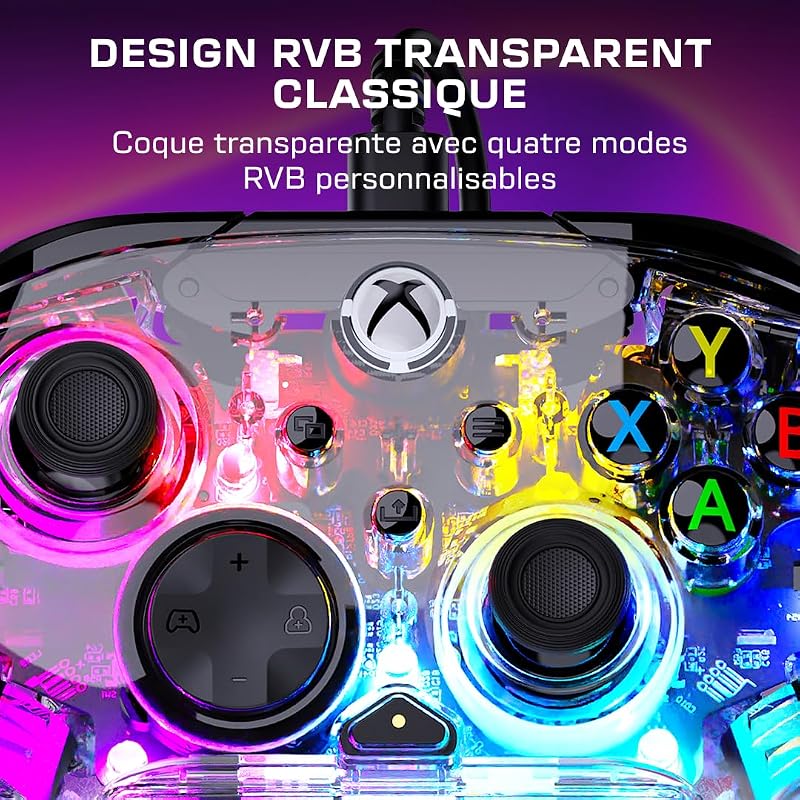 Afterglow transparente manette de jeu RVB filaire pour Xbox