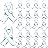 25 Pcs Lung Cancer Awareness Pins White Ribbon Pins Peace Promote Blindness Victims of Terrorism and Adoption Awareness Pin