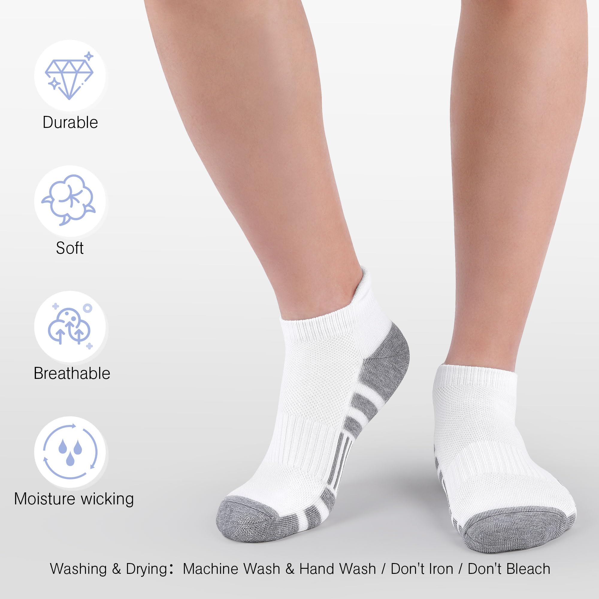 Felicigeely Ankle Athletic Running Socks Low Cut Sports Socks Breathable Cushioned Tab Socks for Men Women 6 Pairs