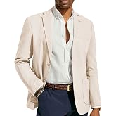PJ PAUL JONES Mens Casual Blazer Lightweight Linen Unlined Sport Coat | Two Button Blazer, Linen Fabric, Breathable, Unlined, Pockets, Lightweight Summer Suit Jacket, Daily Business Dating
