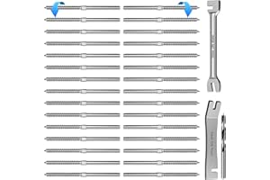 Steel DN Mate 30 Pack Left&Right Handed Thread Swage Lag Screws for Wood Post of 1/8" Deck Railing Kit, T316 Stainless Steel Cable Railing/Stair Deck Railing, DIY Baluster Hardware, Wrench Included