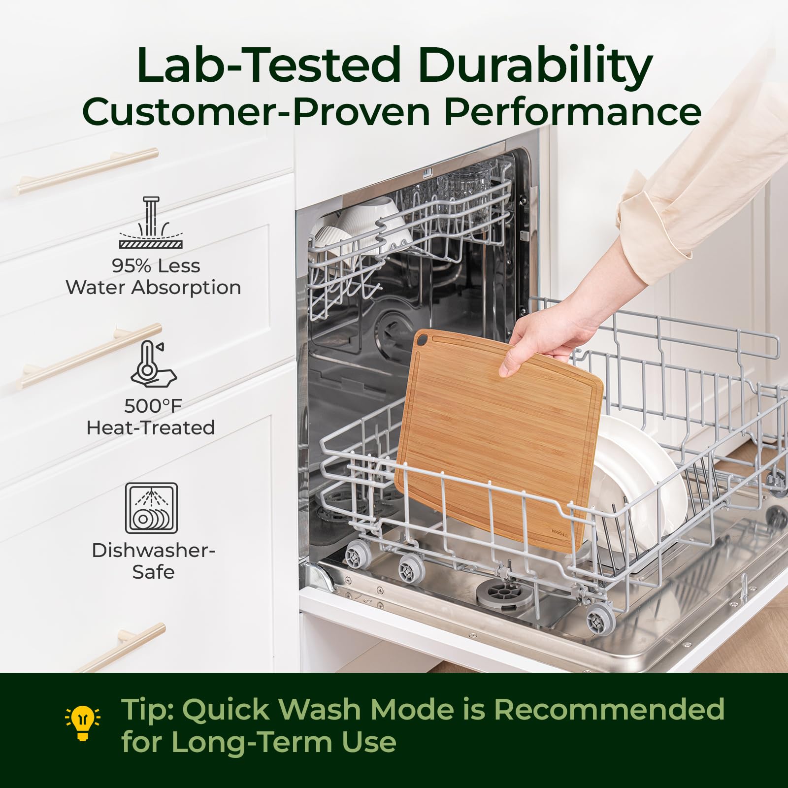 Keechee Dishwasher Safe Carbonized Bamboo Wood Cutting Boards for Kitchen with Juice Groove, Wooden Charcuterie & Chopping for Fruit, Vegetables & Cheese, Durable, Lightweight, Water-Resistant