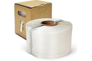 ESK Packaging® 1/2" Woven Poly Cord Strapping, 1500' Roll – 825 lbs Break Strength, Medium Duty, Weather-Resistant Flat Rope – Self-Dispensing Box