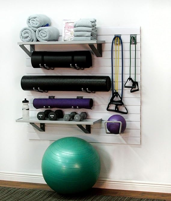 StoreWALL Deluxe Home Gym Fitness Slatwall Storage and Organization Kit