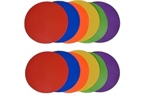 Anti-Skid, Soft Round Vinyl Spot Markers for PE/Gym Classes, Class Room Activities and Games, 6 Colors. Set of 12.