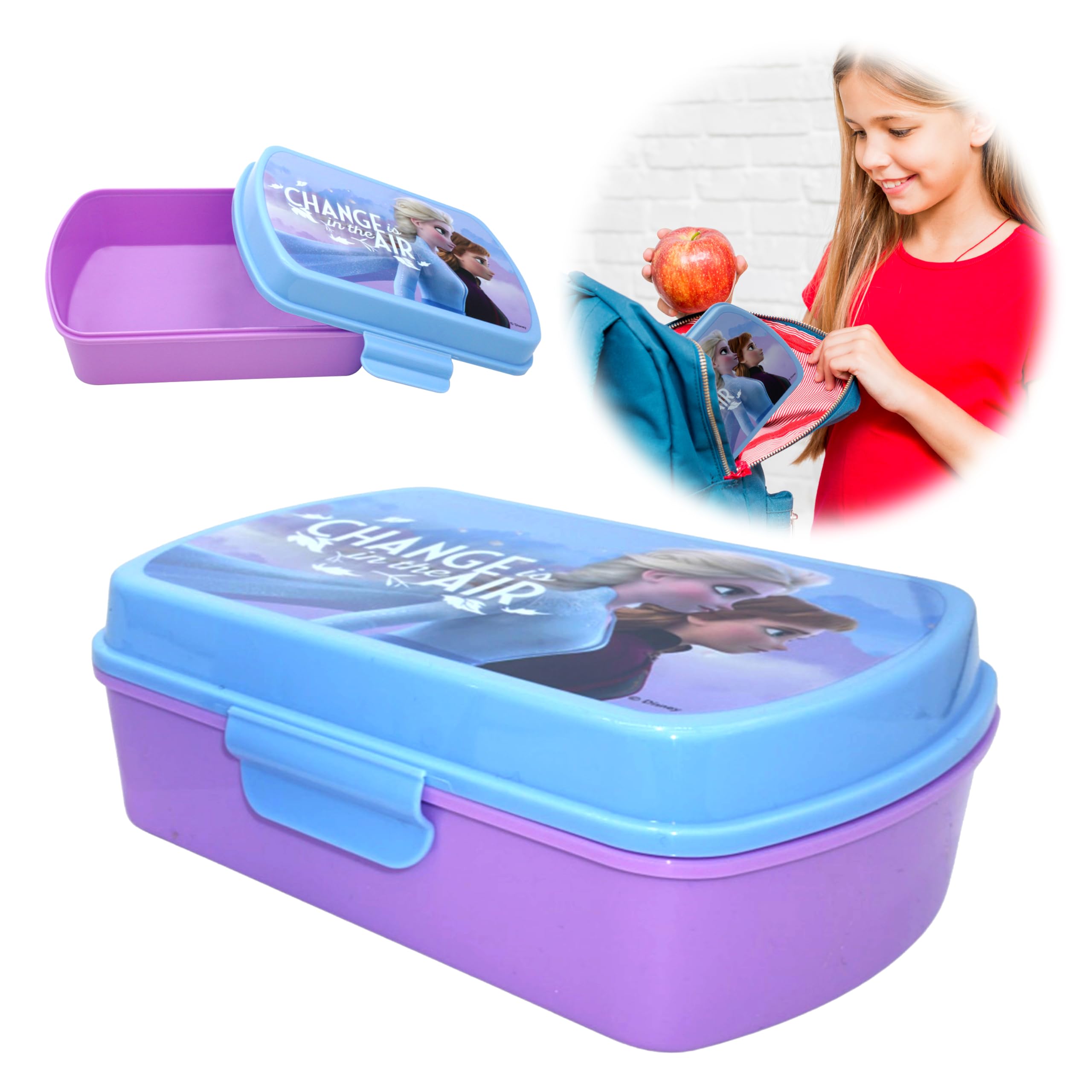 Kids Frozen Lunchbox Reusable Sandwich Box BPA-Free Plastic Leak Proof Snack Box Kid Food Storage Containers Back to School Picnic Camping Sports Travel Snacks Gifts 3+ Years – 16cm