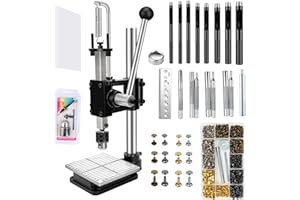 Leather Press Machine,Hole Puncher Hand Punching Machine with 21pcs Punch Tool Include Rivet Setter, Snap kit Tool and 480pcs