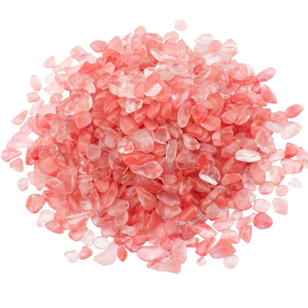 Shanxing 1lb/460g Undrilled Cherry Quartz Crystal Tumbled Chips Stones Bulk, Reiki Healing Red Crystals Crushed Stones Pieces Small Decorative Red Stones for Vase Fish Tank Craft Plant Pot Home Decor