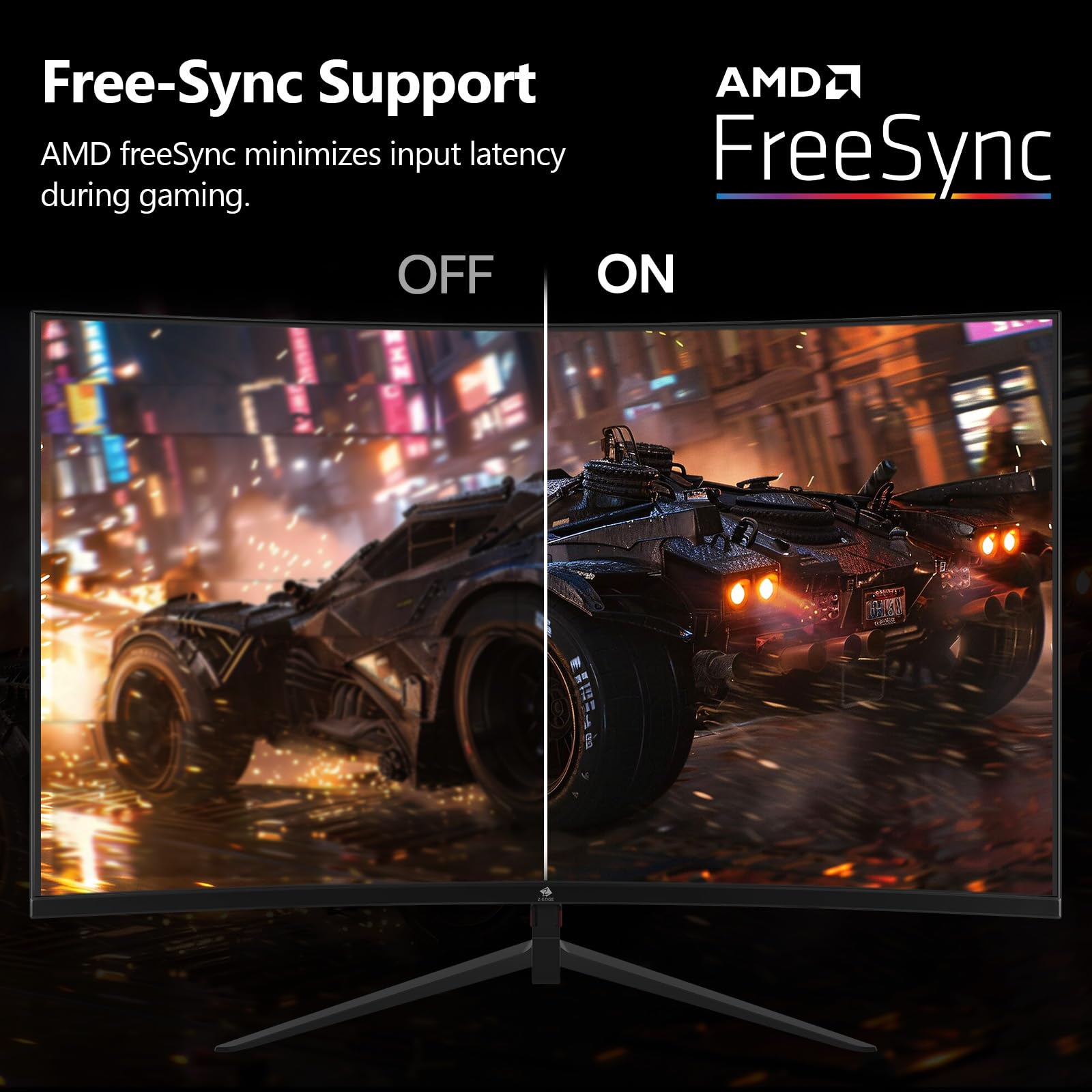 Z-Edge 24 Zoll Curved Gaming Monitor 180Hz 1ms MPRT, 300cd/m² Helligkeit, 16:9 Full HD Curved Bildschirm, VA Panel, FreeSync, HDMI DP - Schwarz 5