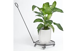 Goooxim 16" Heavy Duty Plant Dolly with Wheels Rolling Planter Base for Indoor/Outdoor Use | Patented Detachable Handle 360° Rotating Polyurethane Wheels Max Load 200 lbs for Large Pots & Planters