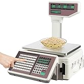 Fenjidrop Label Printing Scale, Commercial Digital Price Scale with Dual LCD Displays, Electronic Price Computing Scale for Supermarket, Barcode & Receipt Printer, 66lbs Capacity