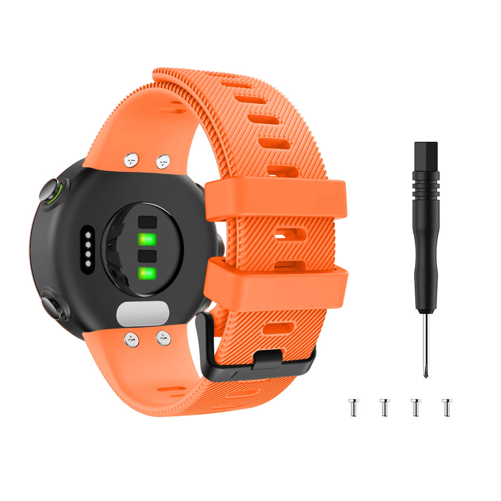 MoKo Strap Compatible with Garmin Forerunner 45/Swim 2, Silicone Replacement Band for Watch, Orange