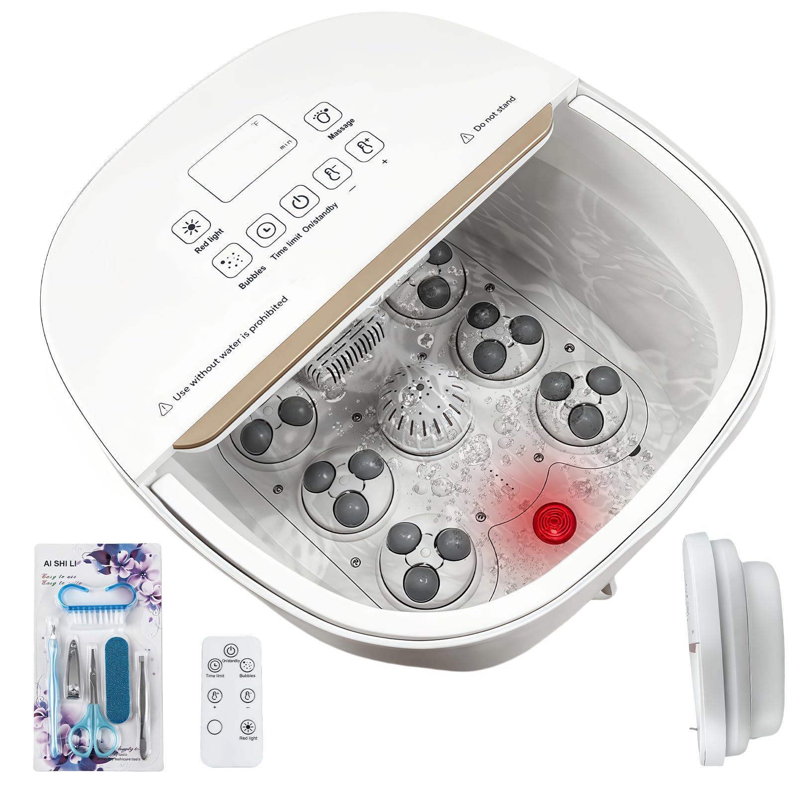 Photo 1 of Collapasible Foot Spa Bath Massager with Heat, Pedicure Foot Spa with Bubbles/Timer/Temperature Control, Feet Soak Tub for Home, Office, Relaxation and Stress Relief, Gift for Men and Women (White)
