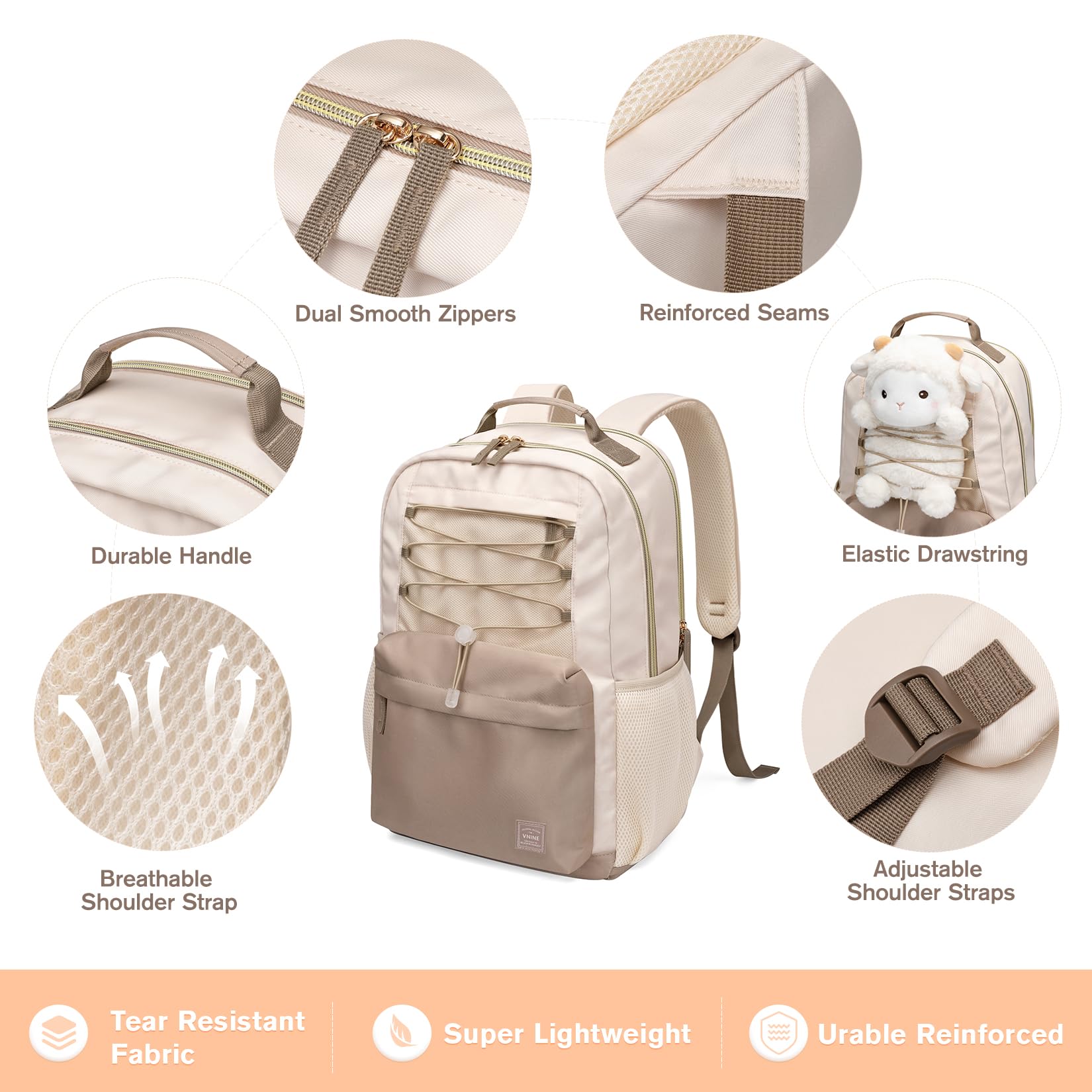 VNINE Laptop Backpack for Women College Backpacks Laptop Bookbag carry on Laptop Bag for Adult Women with Computer Bags Laptop Compartment