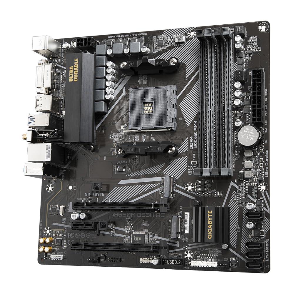 Gigabyte B550M Ds3H Ac Motherboard Pcie Slots And M.2 Connectors Layout Showing Expansion Capabilities