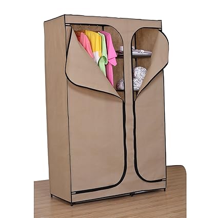 Marko Homewares Tan Double Canvas Wardrobe Cupboard Hanging