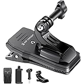 K&F Concept 360° Rotation Backpack Strap Quick Clip Mount for Insta360 X5/X4, DJI Osmo 360, Hero 13/12/11/10/9/8/7/6/5/4 Blac