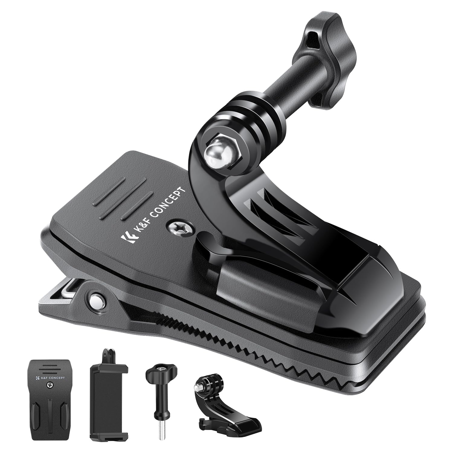Photo 1 of K&F Concept 360° Rotation Backpack Strap Quick Clip Mount for Hero 13/12/11/10/9/8/7/6/5/4 Black, DJI Osmo Action 5 Pro/4/3 and Other Action Camera