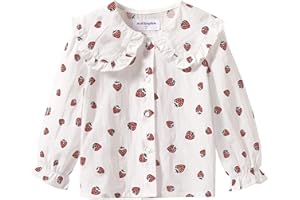 Mud Kingdom Girls Blouse Shirts Spring Fall Long Sleeve Button-Down Top Ruffle Collar