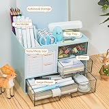 RISEMART Desk Organiser with 3 Drawers Blue 21x14.5x15.5cm Pen Holders view 2